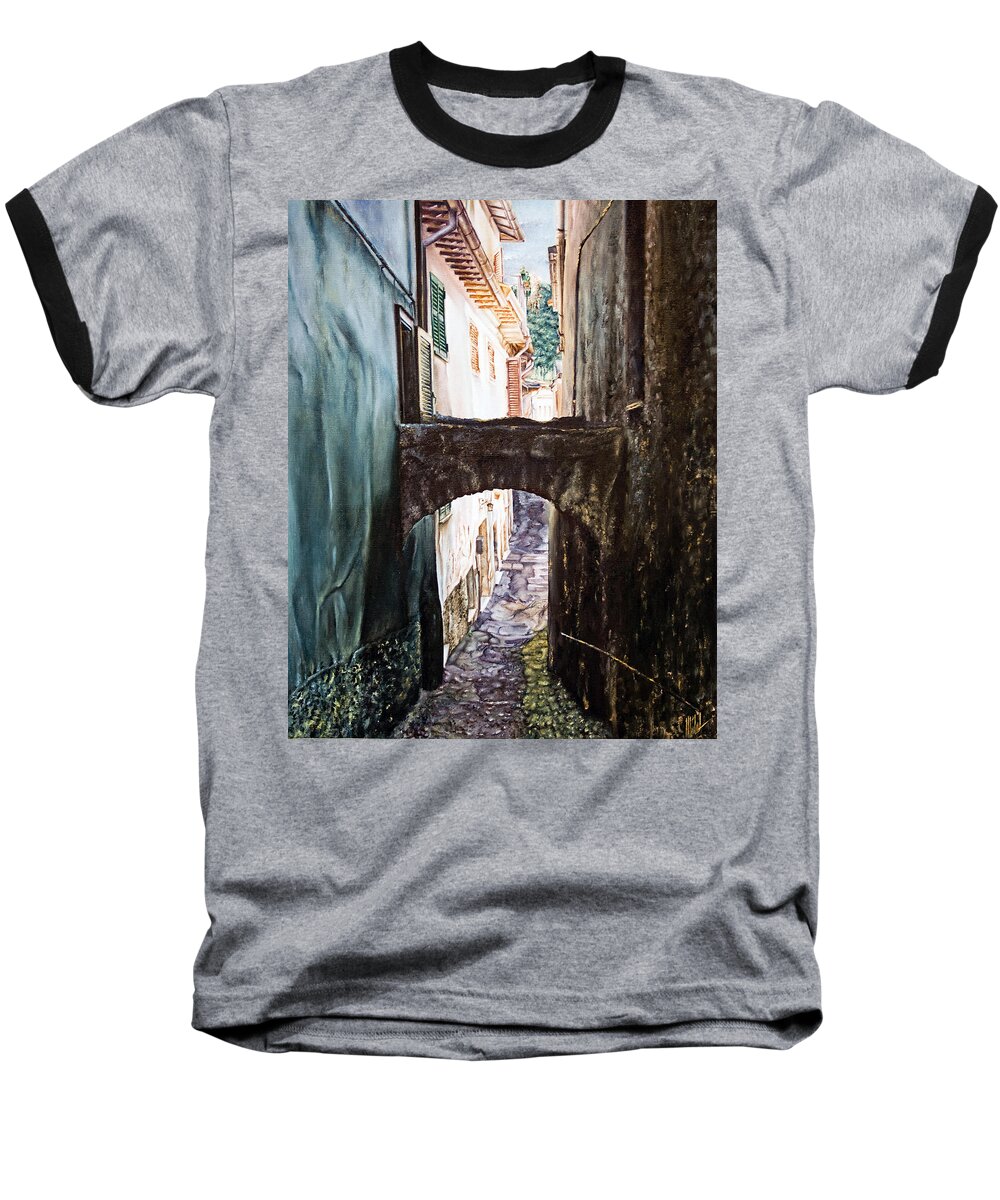 Architectural Baseball T-Shirt featuring the painting Balcony on the arch by Michelangelo Rossi