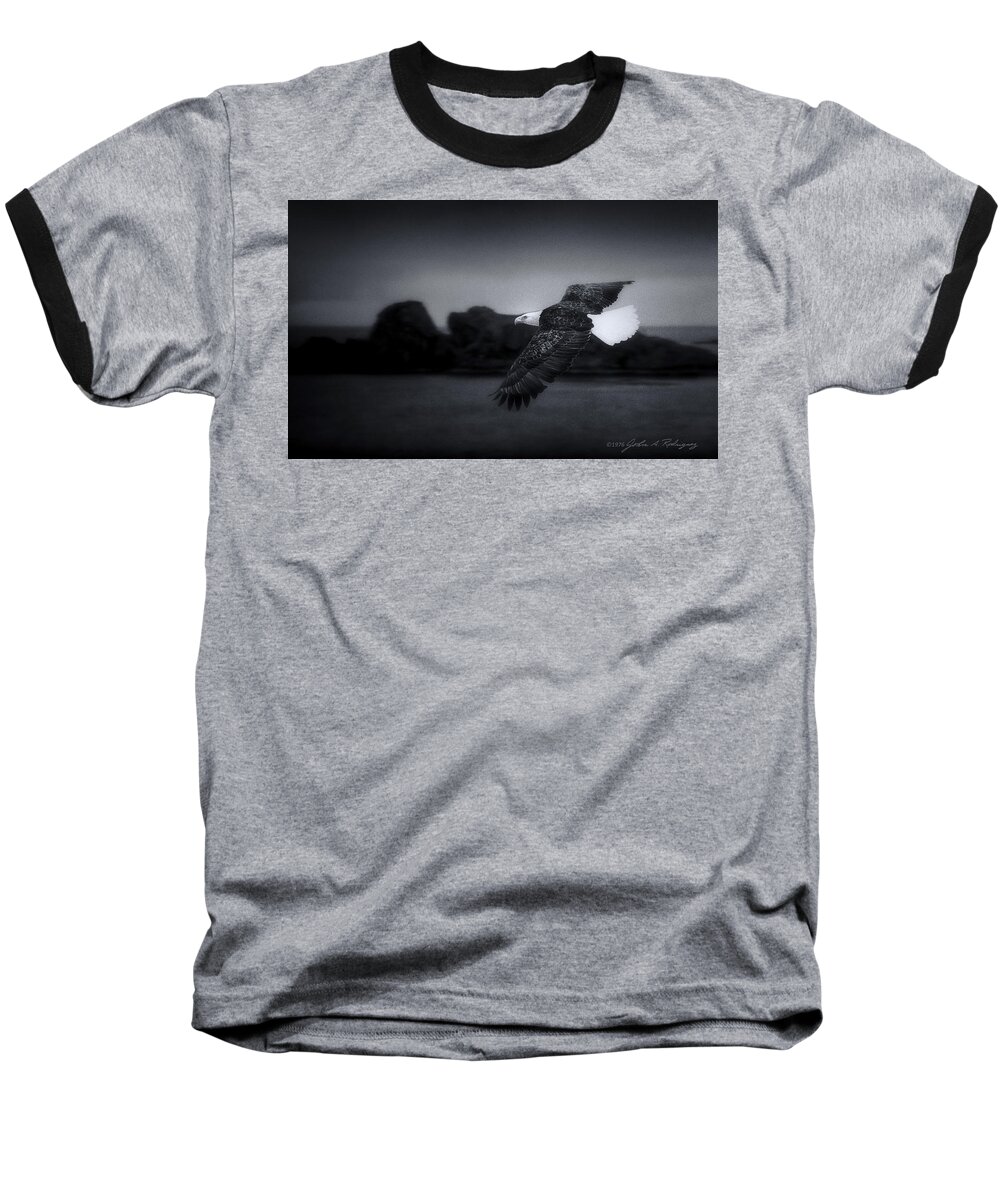 Bald Eagle Baseball T-Shirt featuring the photograph Bald Eagle in Flight by John A Rodriguez