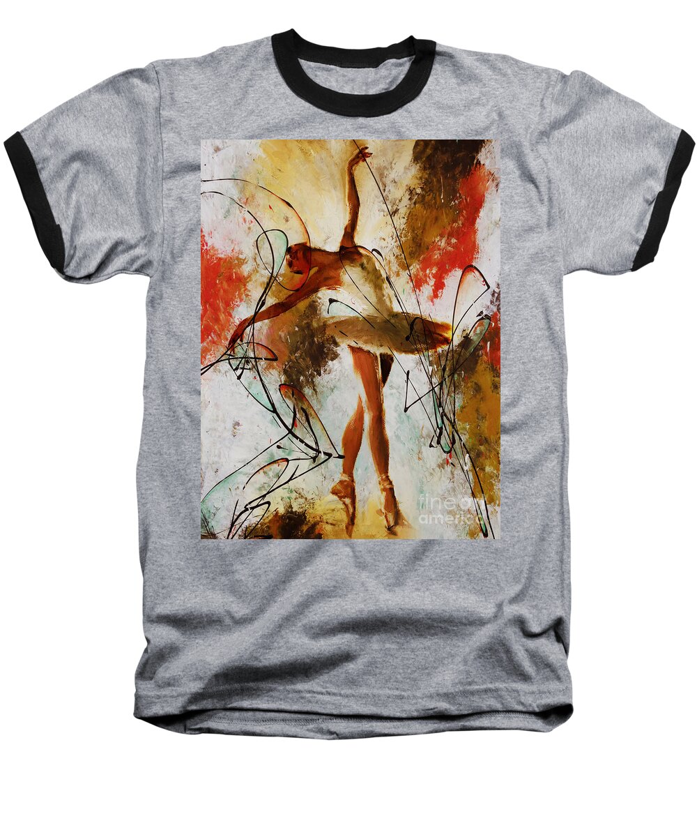 Ballerina Baseball T-Shirt featuring the painting Ballerina Dance Original Painting 01 by Gull G