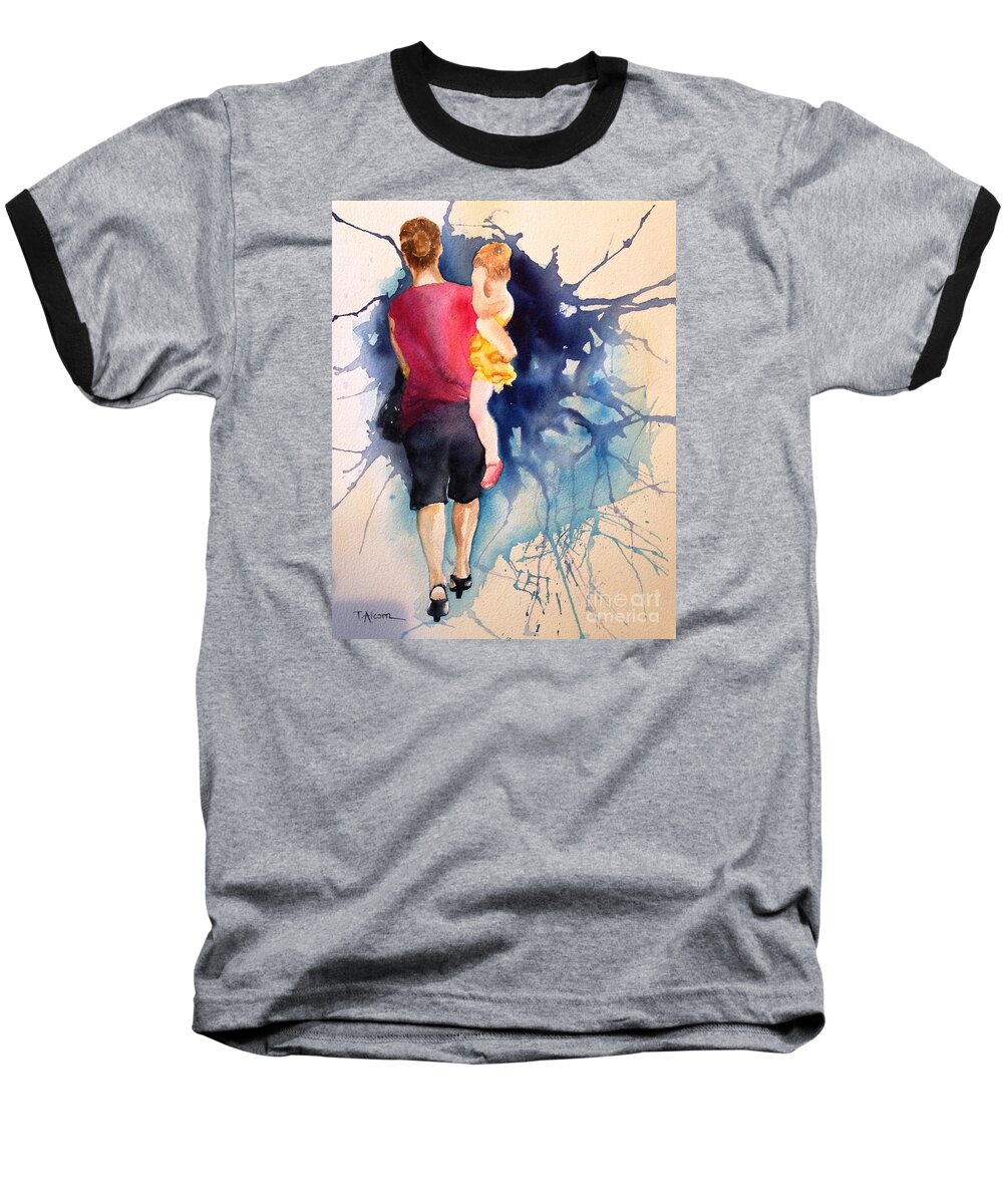 Ballet Baseball T-Shirt featuring the painting Ballet Mum - original sold by Therese Alcorn