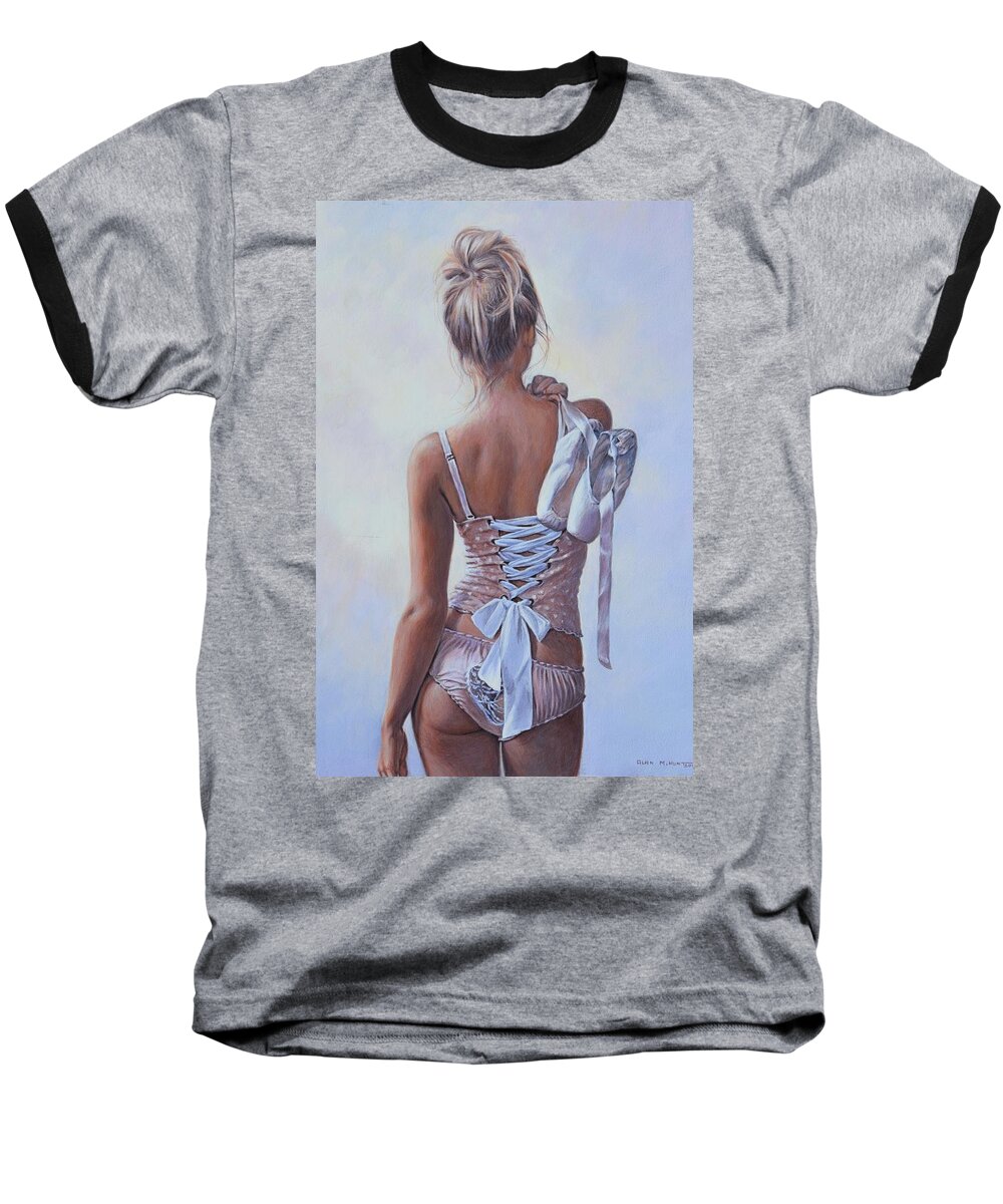 Ballet Baseball T-Shirt featuring the painting Ballet Pumps by Alan M Hunt