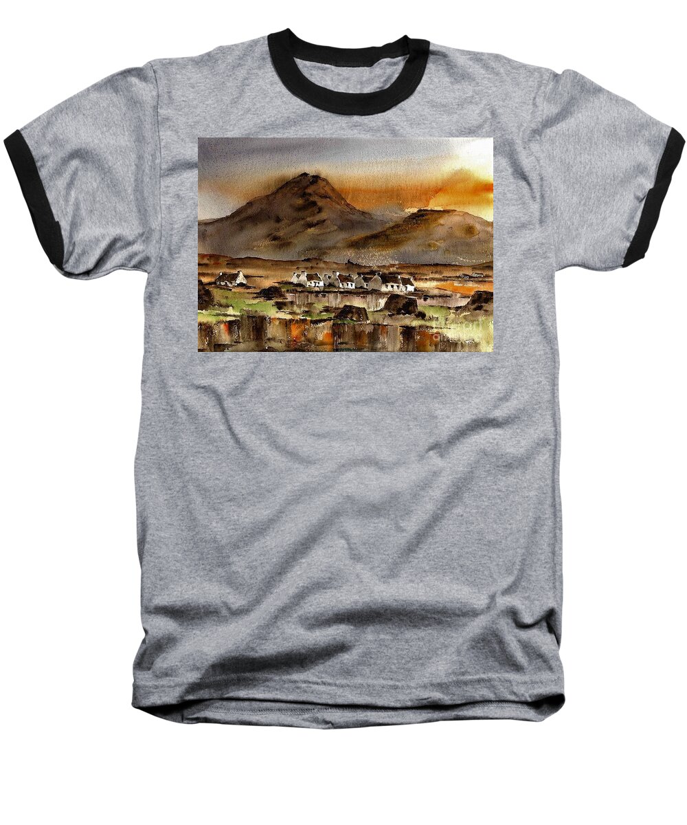 Ireland Baseball T-Shirt featuring the painting Ballinakill Bog, Connemara by Val Byrne