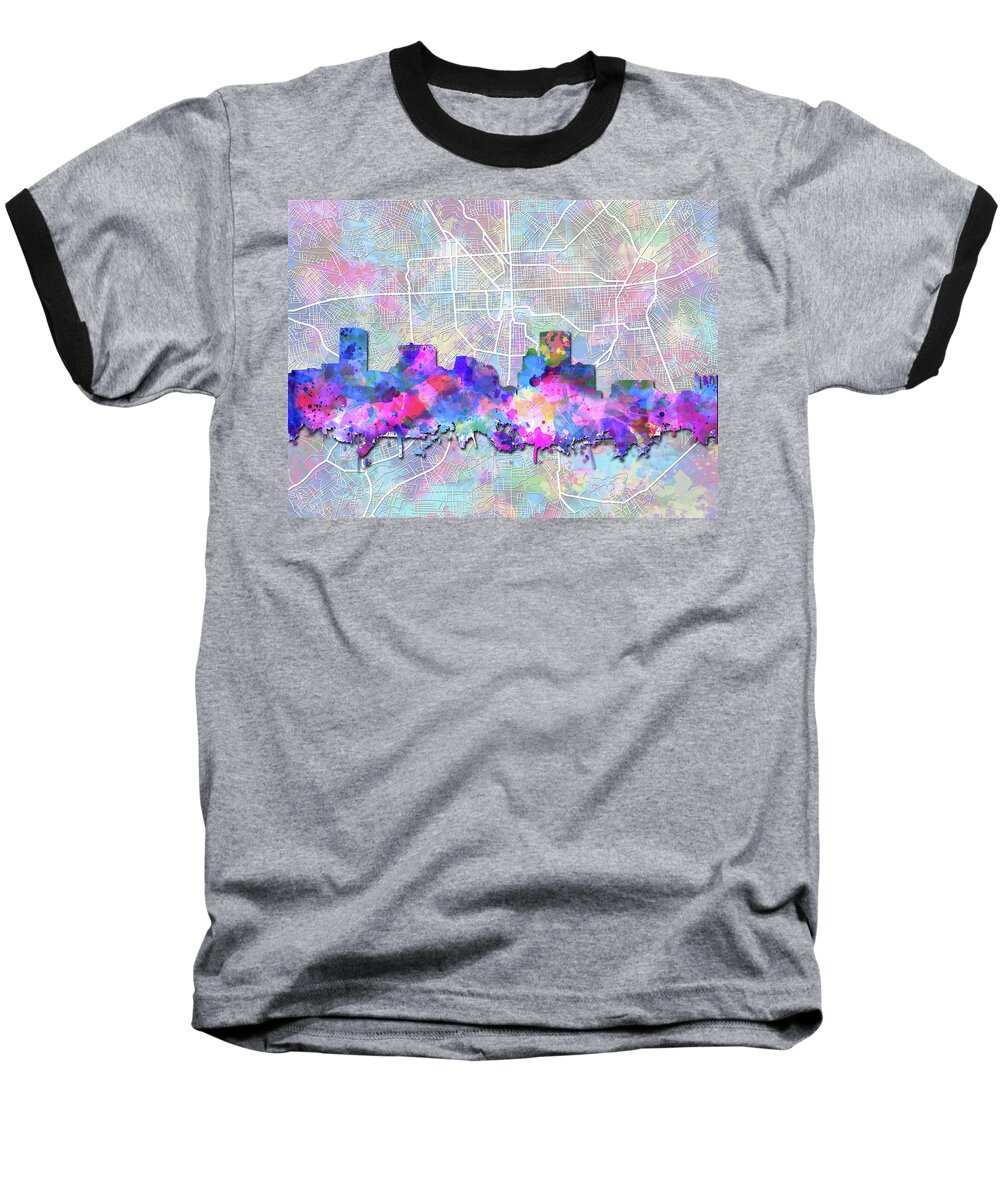 Baltimore Baseball T-Shirt featuring the painting Baltimore Skyline Watercolor 6 by Bekim M