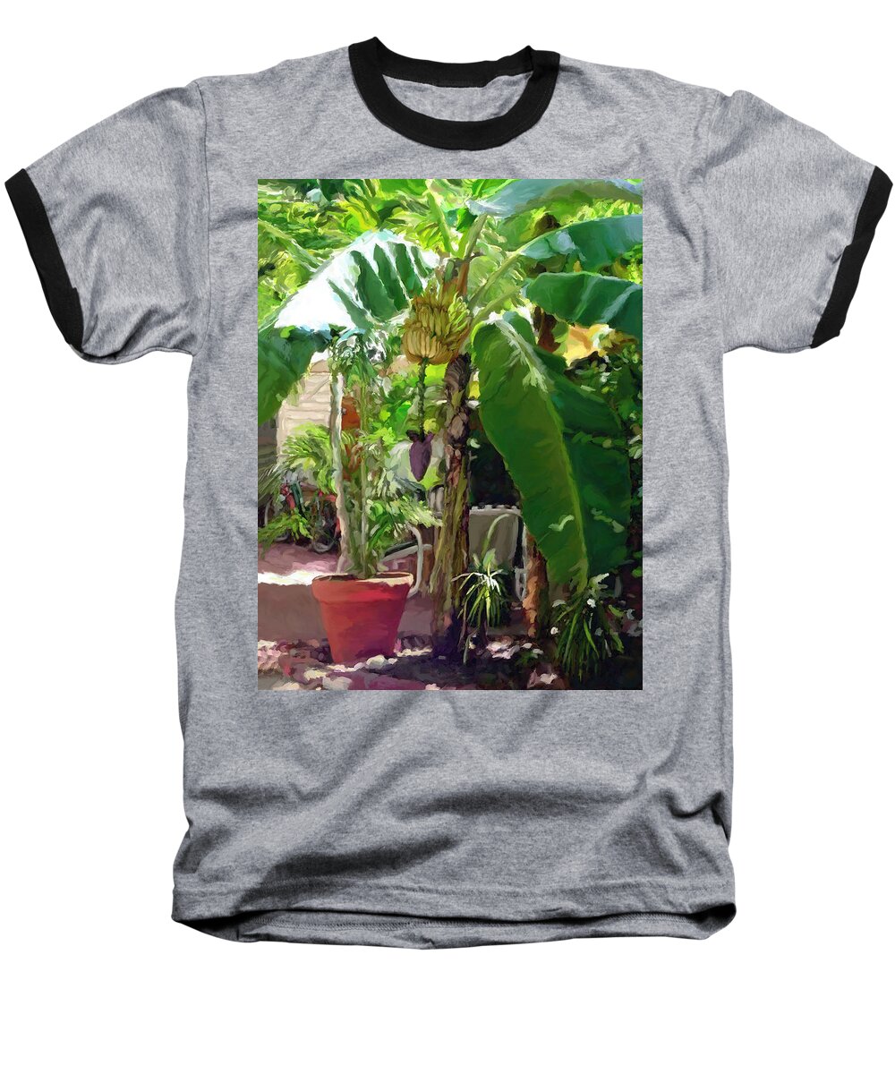 Tropical Baseball T-Shirt featuring the painting Banana Tree by David Van Hulst