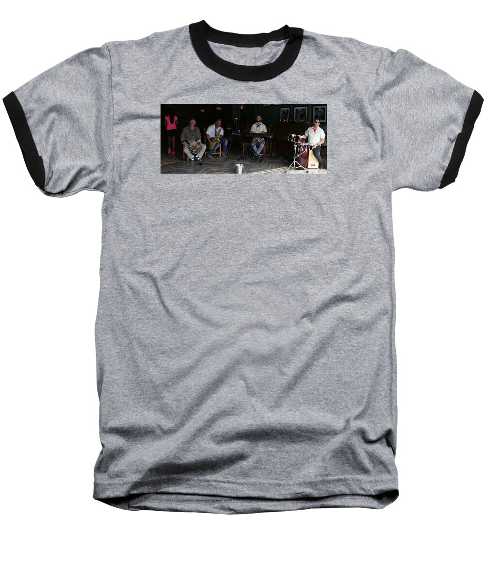 Pink Baseball T-Shirt featuring the photograph Band With Pink Girl by Dart Humeston
