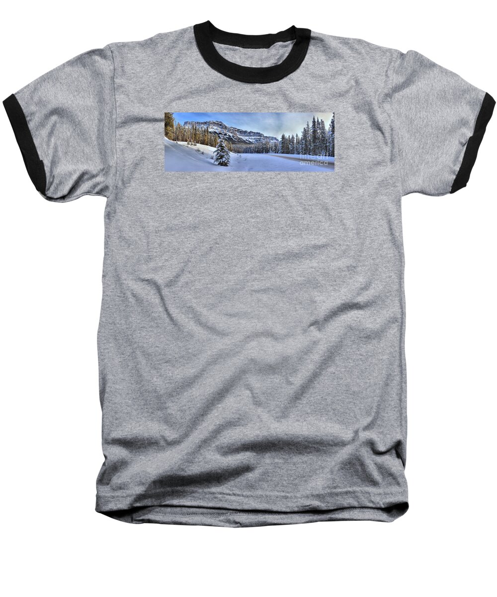 Castle Mountain Baseball T-Shirt featuring the photograph Banff Castle Cliffs by Adam Jewell