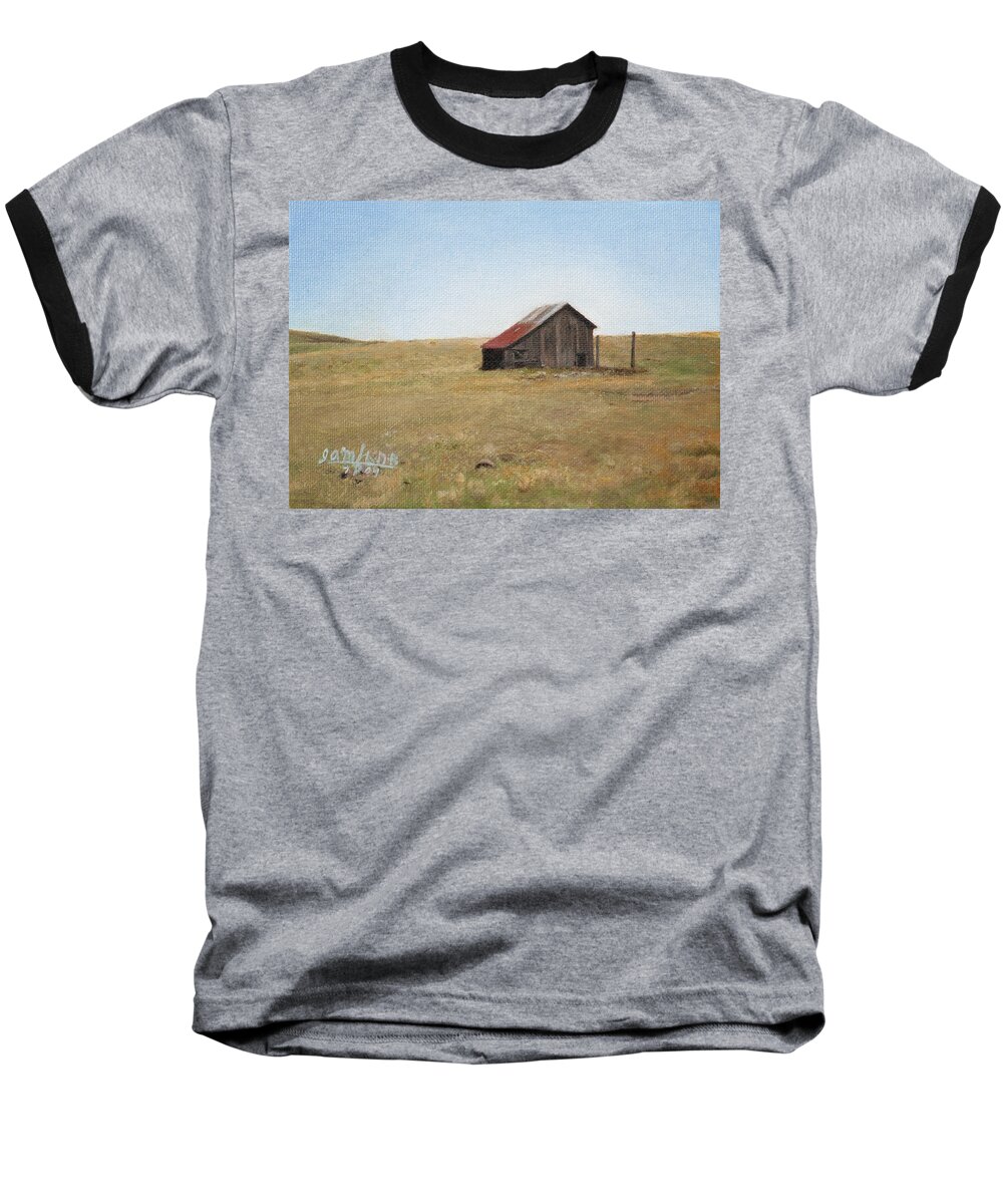 Landscape Baseball T-Shirt featuring the painting Barn by Joshua Martin