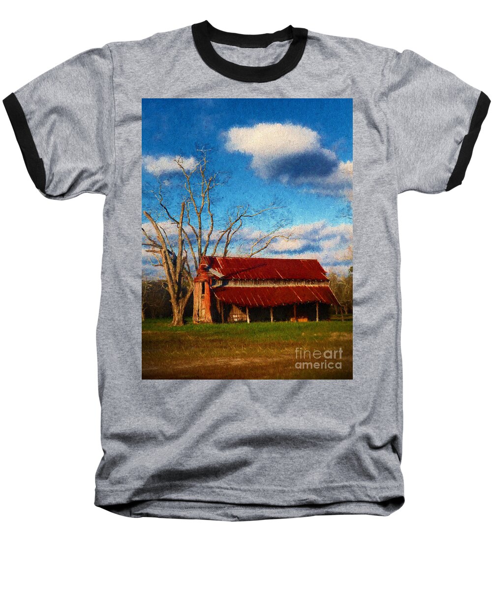 Fine Art Prints Baseball T-Shirt featuring the photograph Red Roof Barn 2 by Dave Bosse