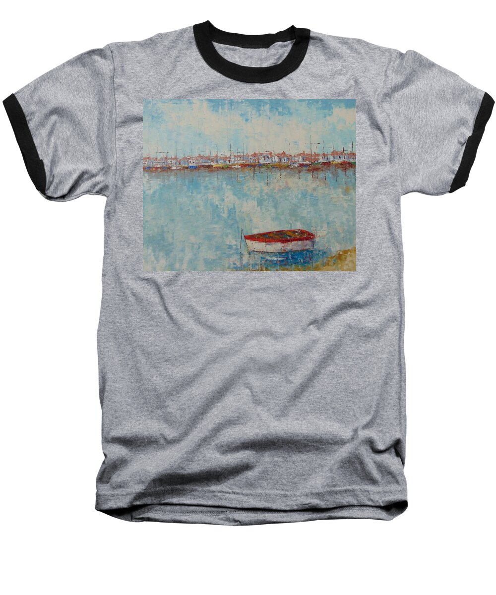 Frederic Payet Baseball T-Shirt featuring the painting Barque au large de Marseille by Frederic Payet
