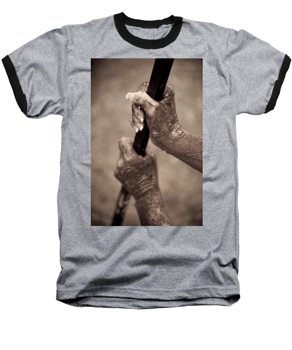 French Manicure Baseball T-Shirt featuring the photograph Barred Hands by Scott Sawyer