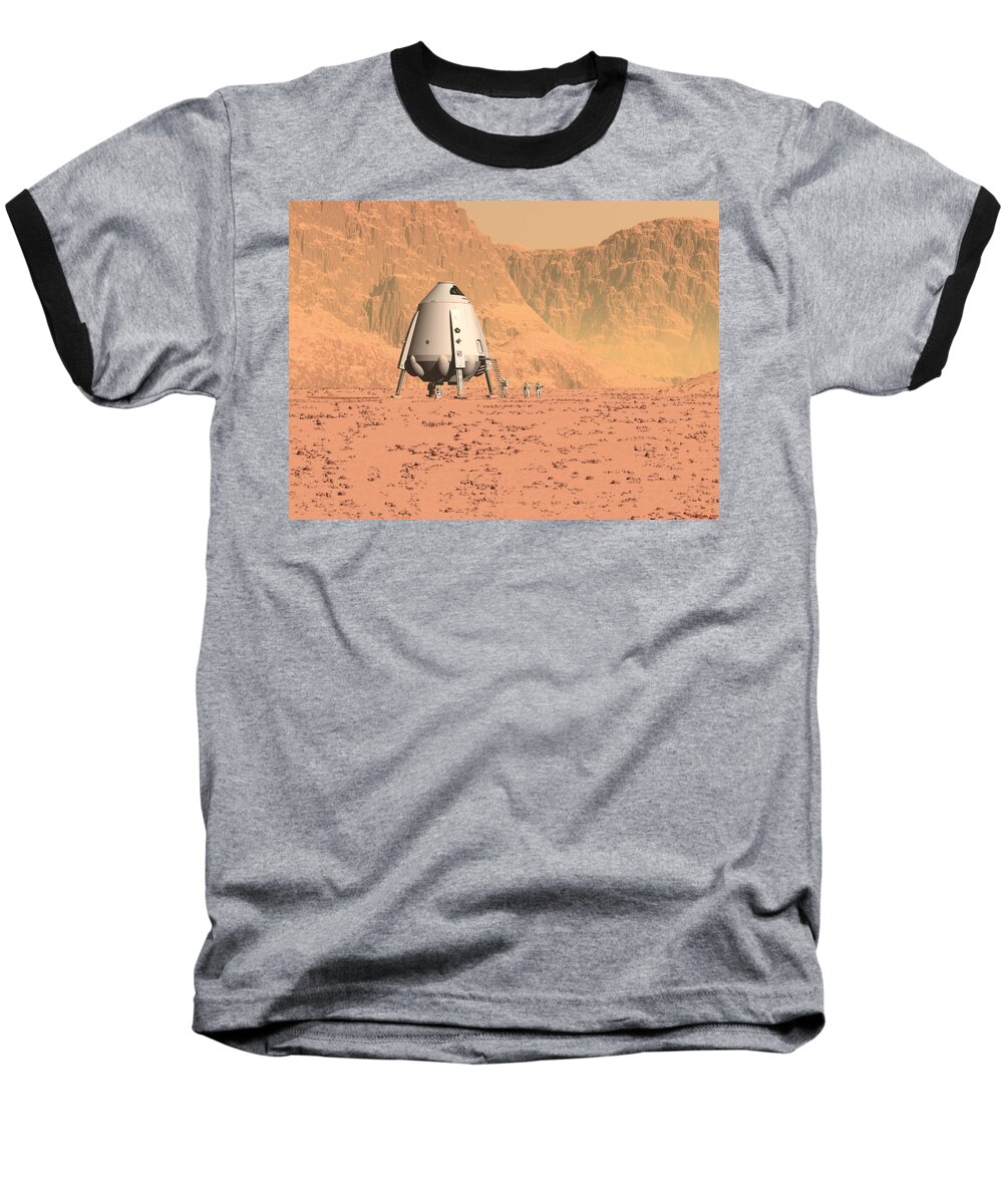 Space Baseball T-Shirt featuring the digital art Base Camp Ares Vallis by David Robinson