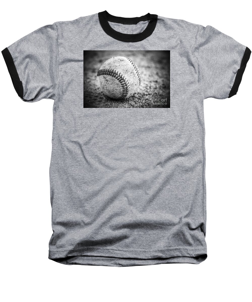 Baseball Baseball T-Shirt featuring the photograph Baseball in Black and White by Leah McPhail