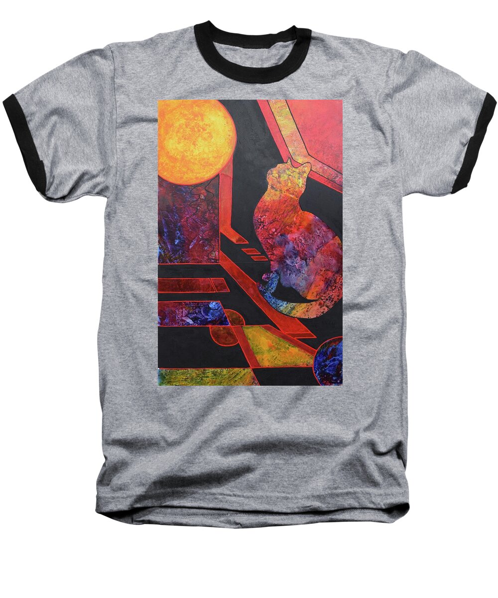 Cat Baseball T-Shirt featuring the painting Basking Cat by Nancy Jolley