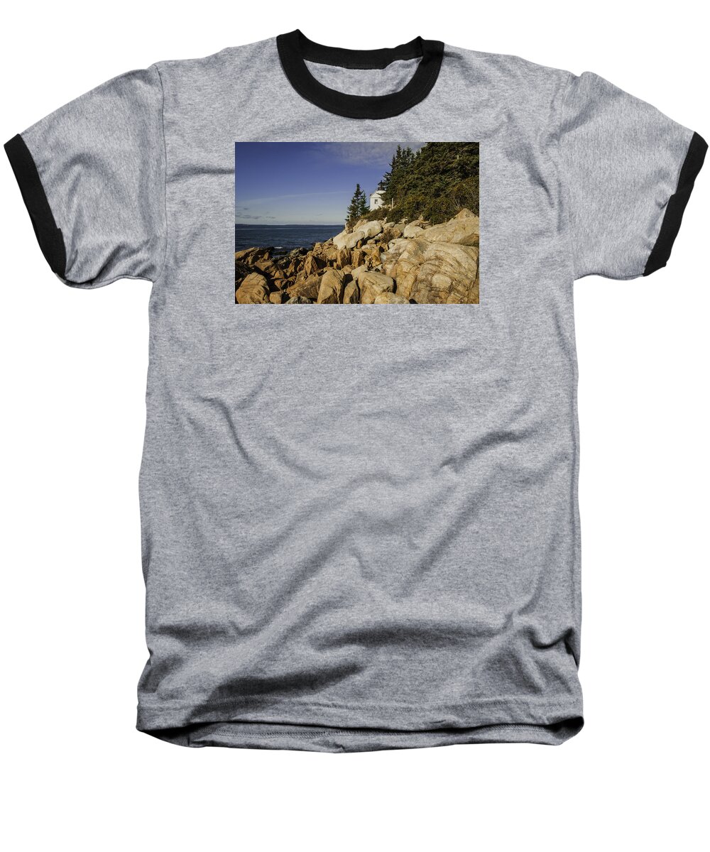 Atlantic Ocean Baseball T-Shirt featuring the photograph Bass Harbor Lighthouse by Brian Green