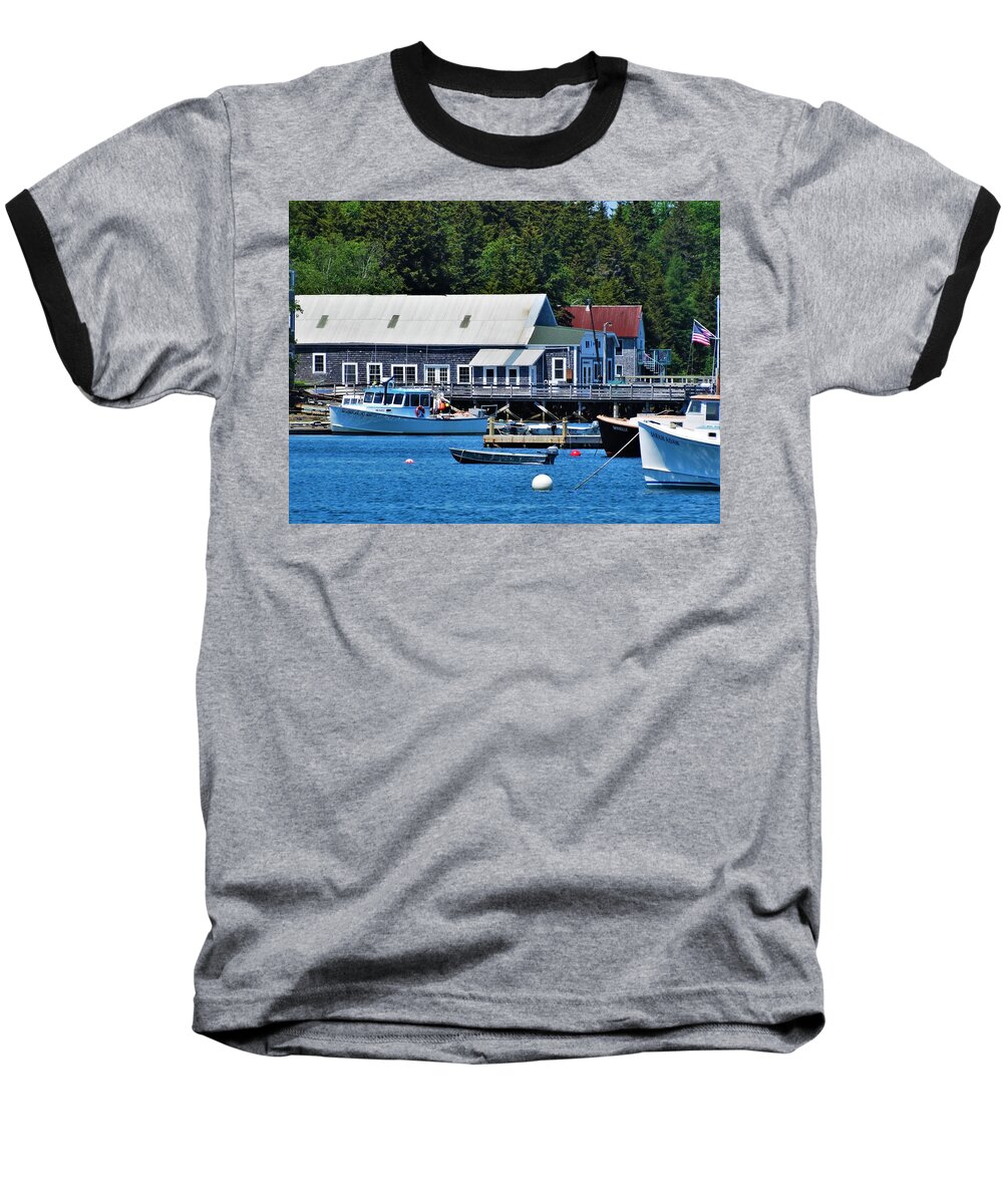 Bass Harbor Baseball T-Shirt featuring the photograph Bass Harbor Maine by Lisa Dunn