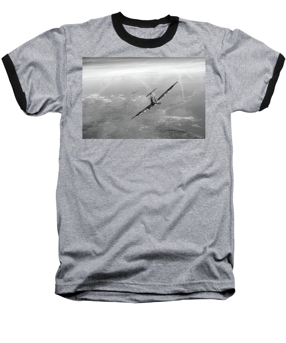 Battle Of Britain Baseball T-Shirt featuring the photograph Battle of Britain Spitfires over Kent by Gary Eason