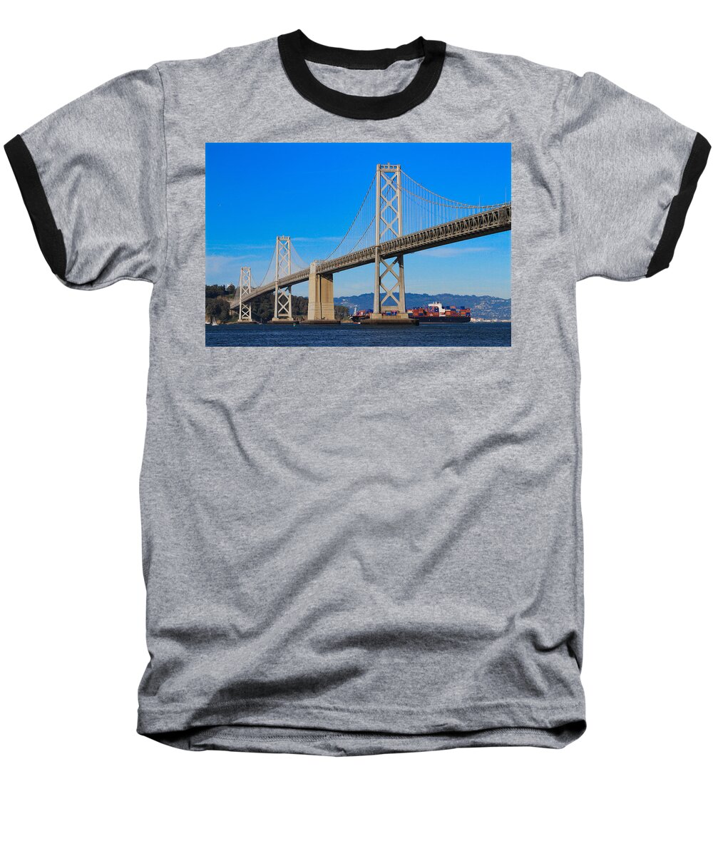 Bonnie Follett Baseball T-Shirt featuring the photograph Bay Bridge with APL Houston by Bonnie Follett