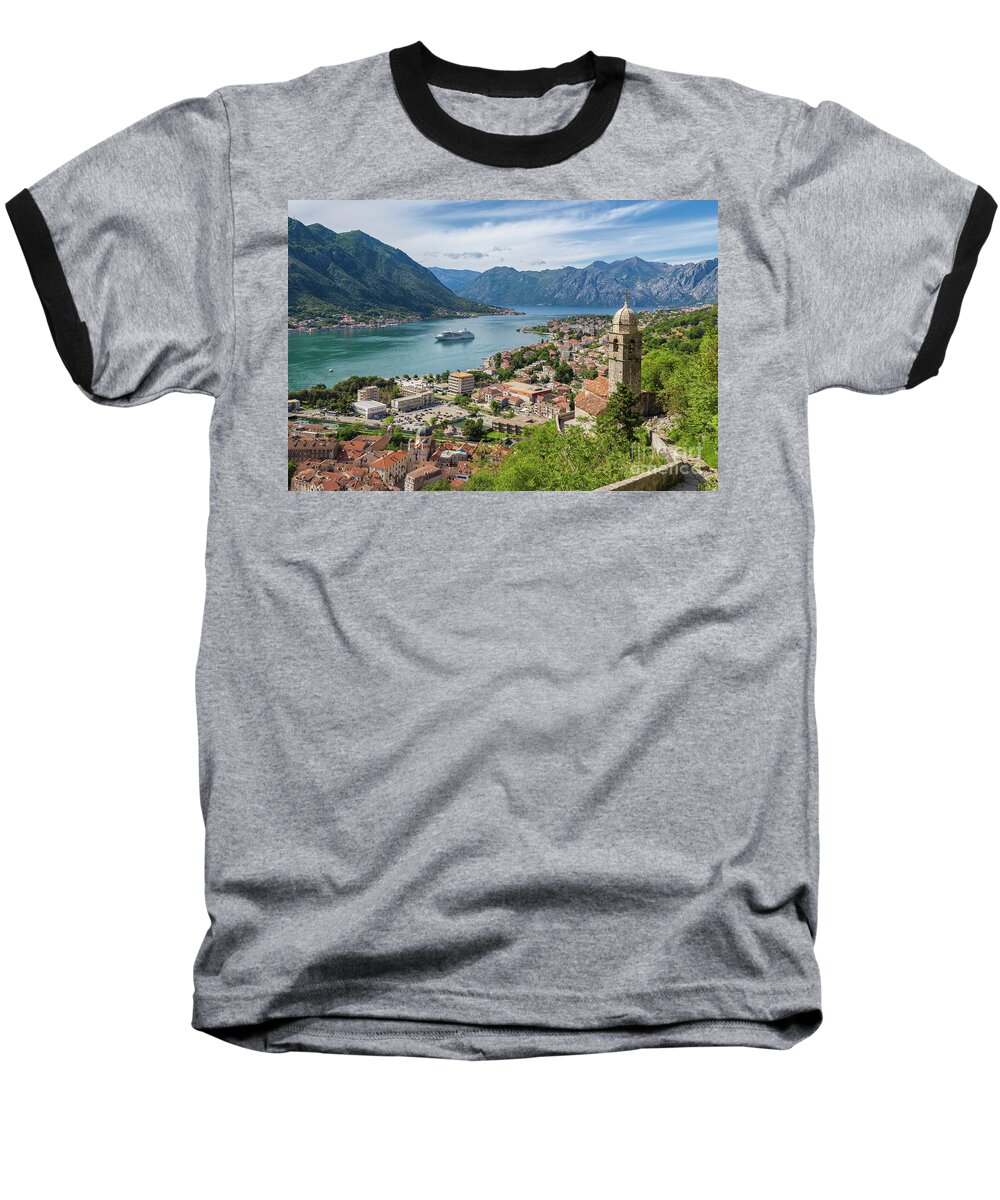 Kotor Baseball T-Shirt featuring the photograph Bay of Kotor by JR Photography