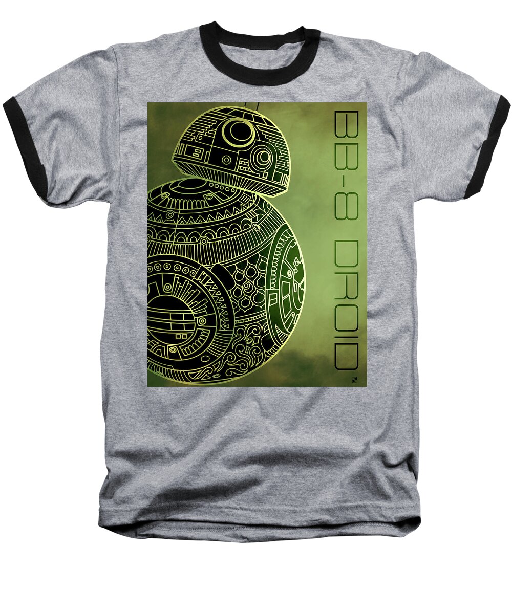 Bb8 Baseball T-Shirt featuring the mixed media BB8 DROID - Star Wars Art - Metallic by Studio Grafiikka