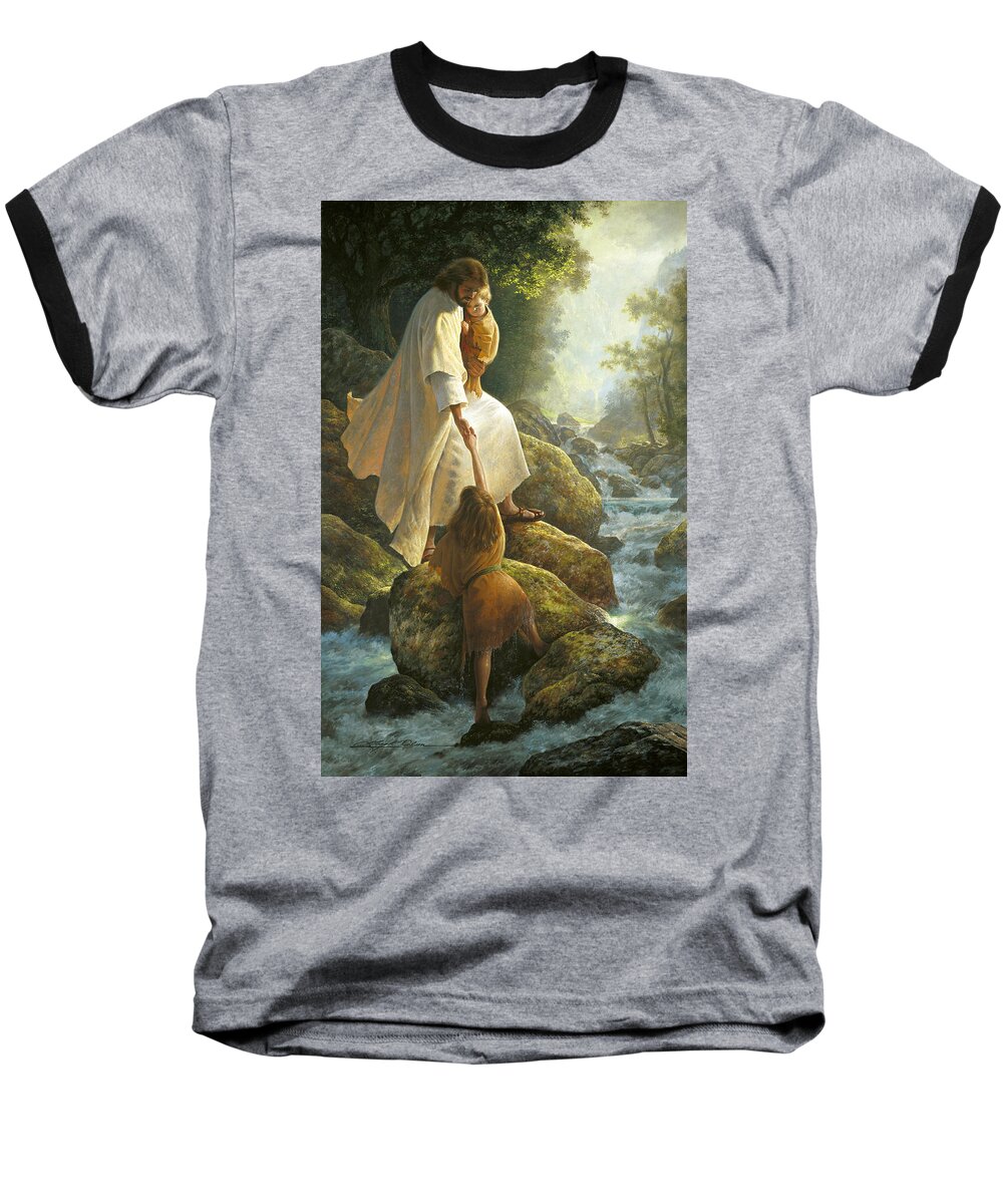 Jesus Baseball T-Shirt featuring the painting Be Not Afraid by Greg Olsen