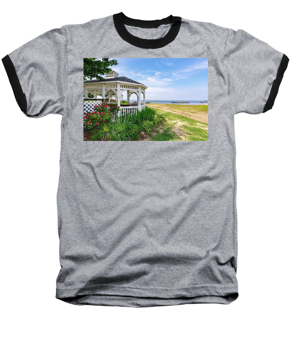 Landscape Baseball T-Shirt featuring the photograph Beach at Rock Hall by Charles Kraus