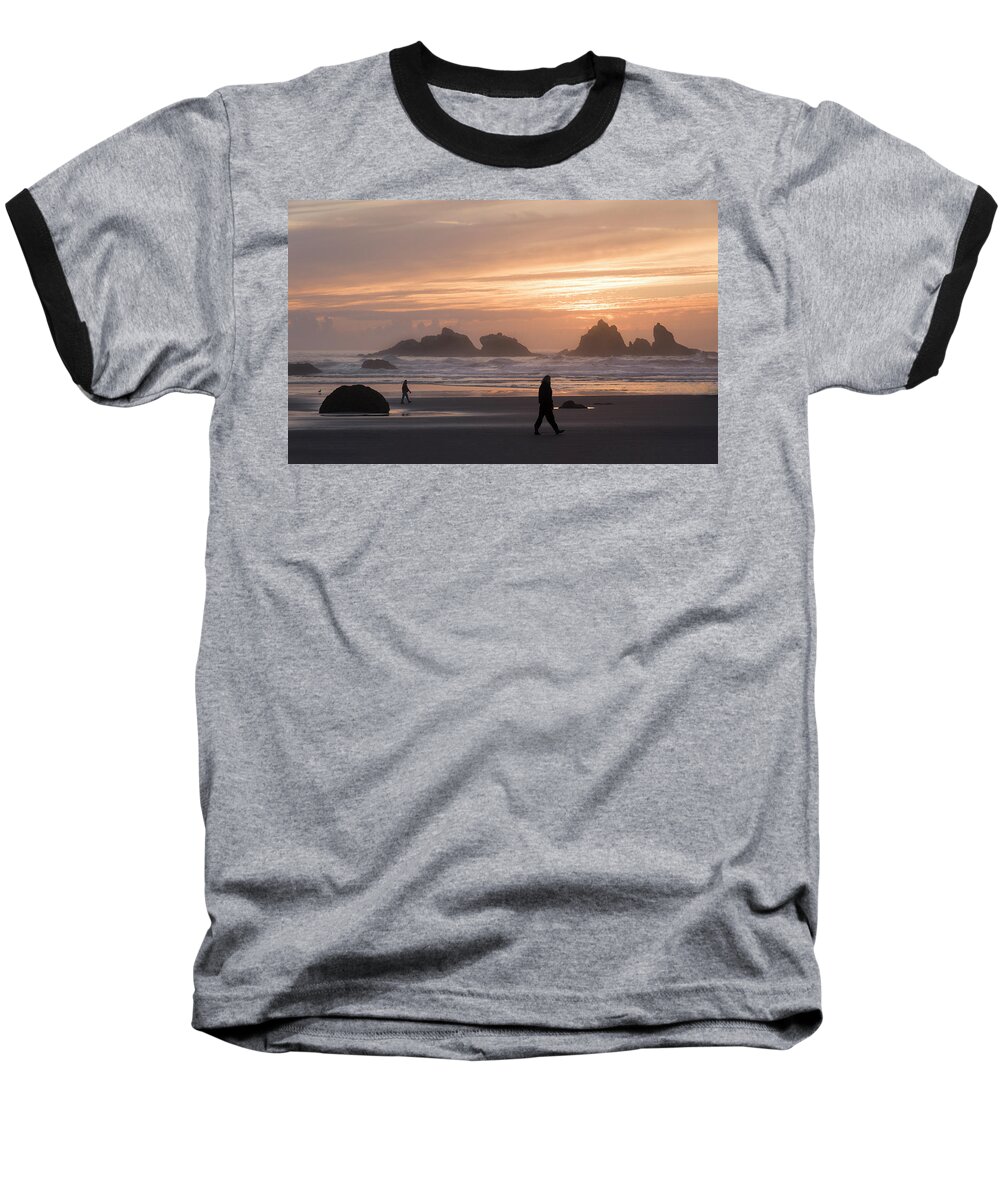 Beaches Baseball T-Shirt featuring the photograph Beach Combers by Steven Clark
