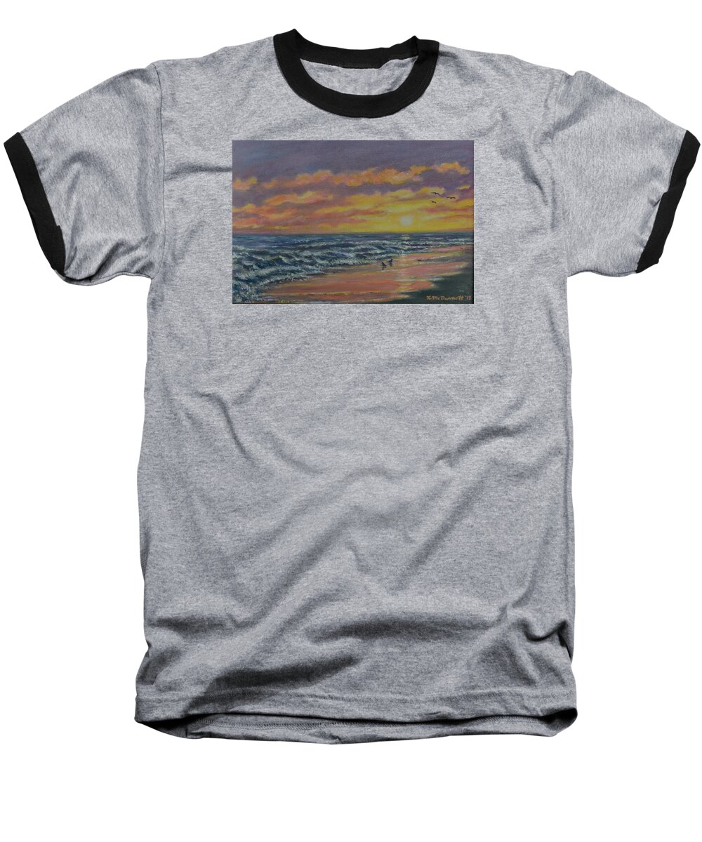 Beach Baseball T-Shirt featuring the painting Beach Glow by Kathleen McDermott