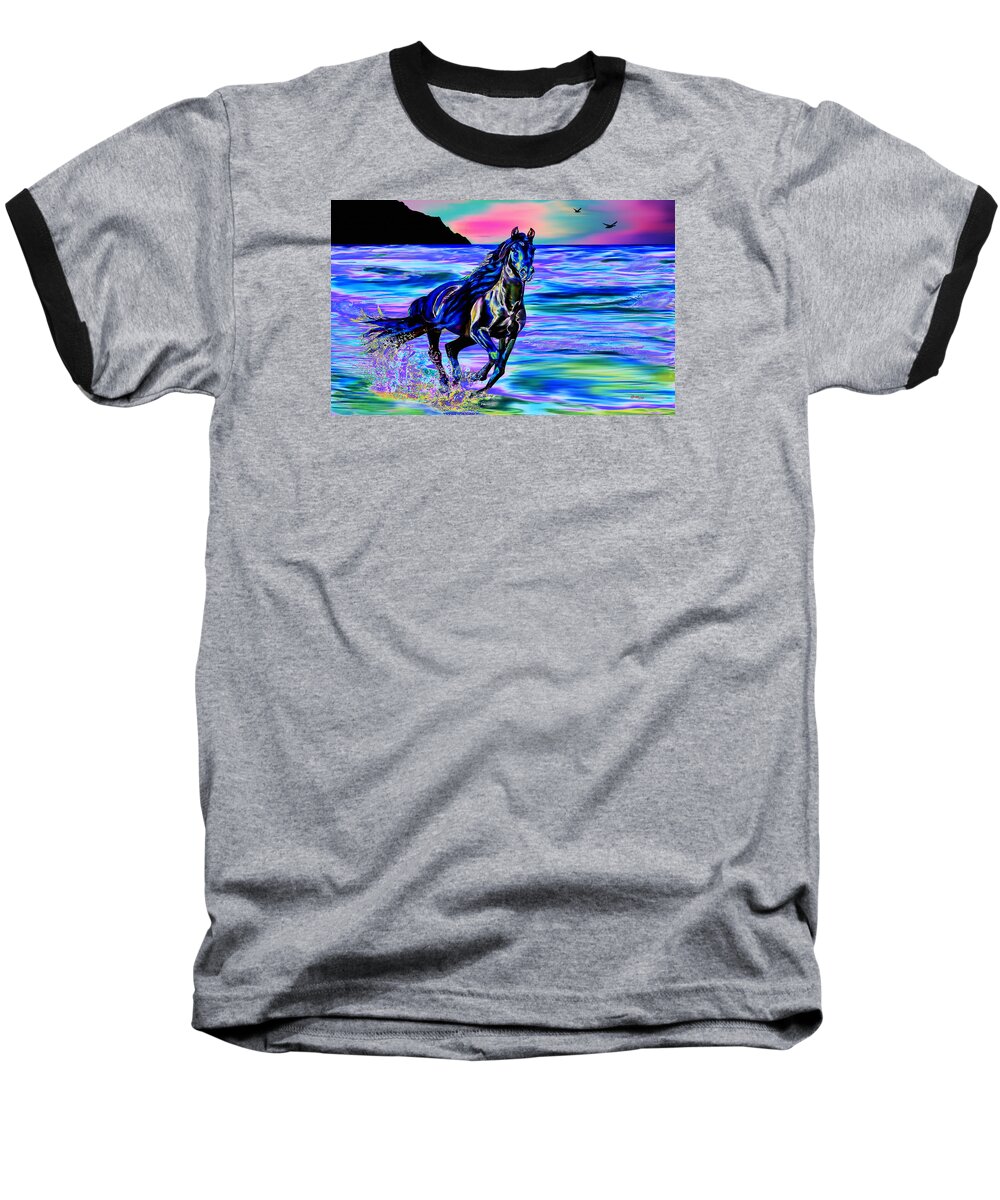 Water Baseball T-Shirt featuring the digital art Beach Horse by Gregory Murray