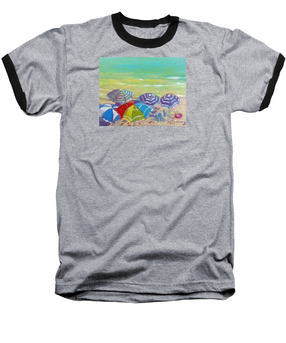 Beach Baseball T-Shirt featuring the painting Beach is Best by Jeanette Jarmon