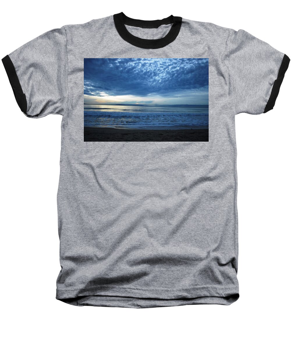 Tree Baseball T-Shirt featuring the photograph Beach Sunset - Blue Clouds by Matt Quest