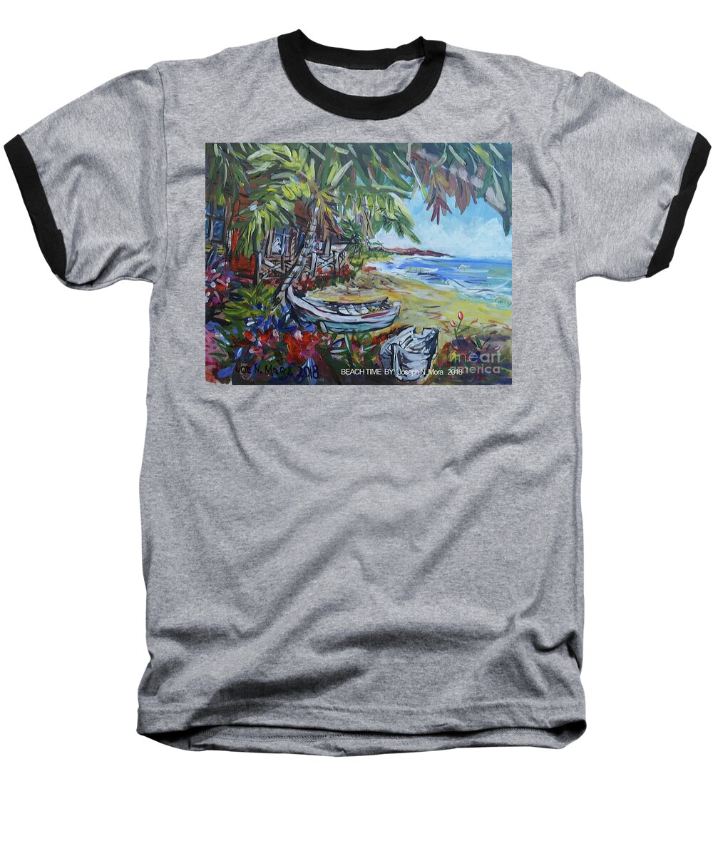 Beach Baseball T-Shirt featuring the painting Beach Time by Joseph Mora