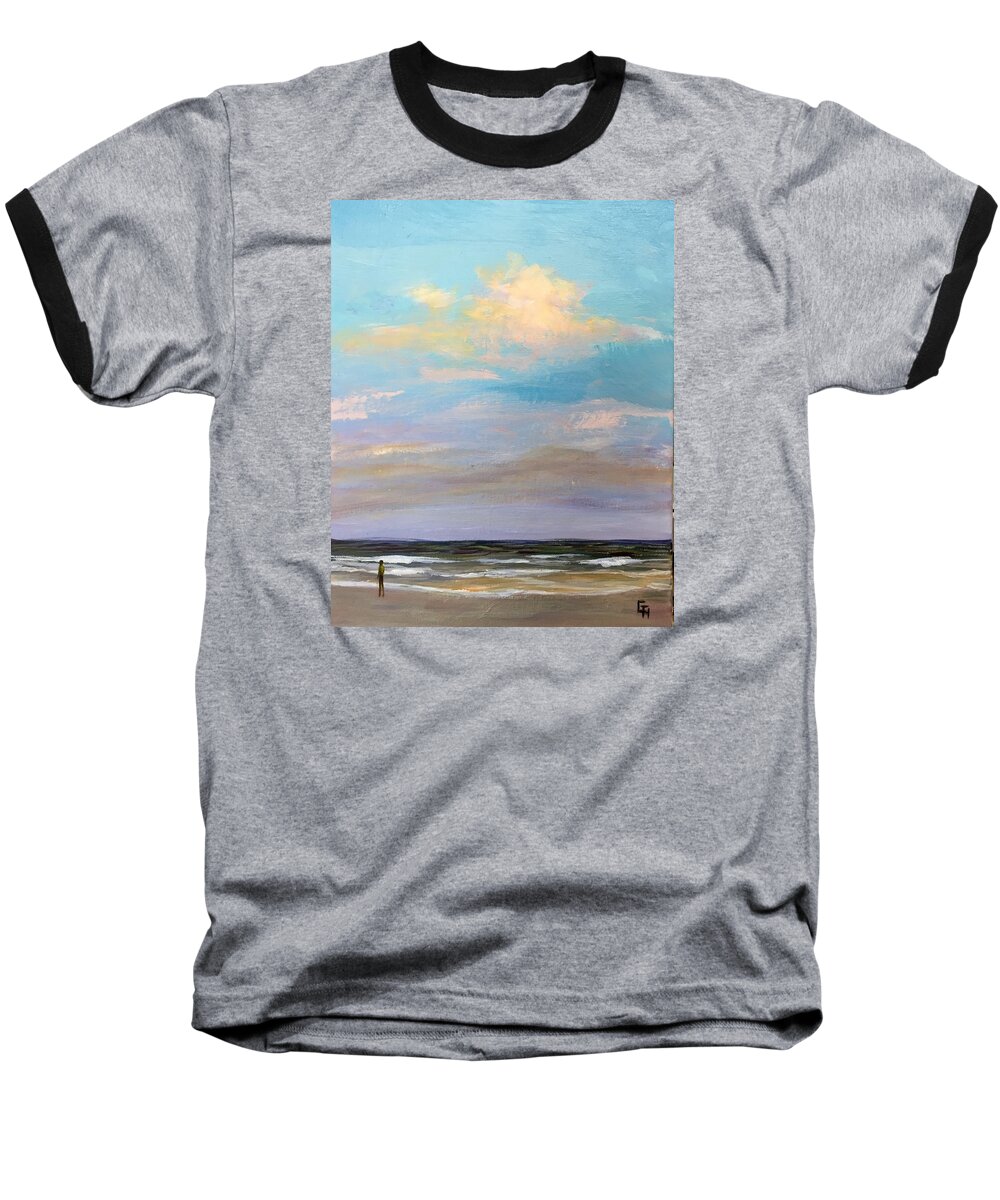 Seascape Baseball T-Shirt featuring the painting Beachcomber -5PM-1 by Gretchen Ten Eyck Hunt