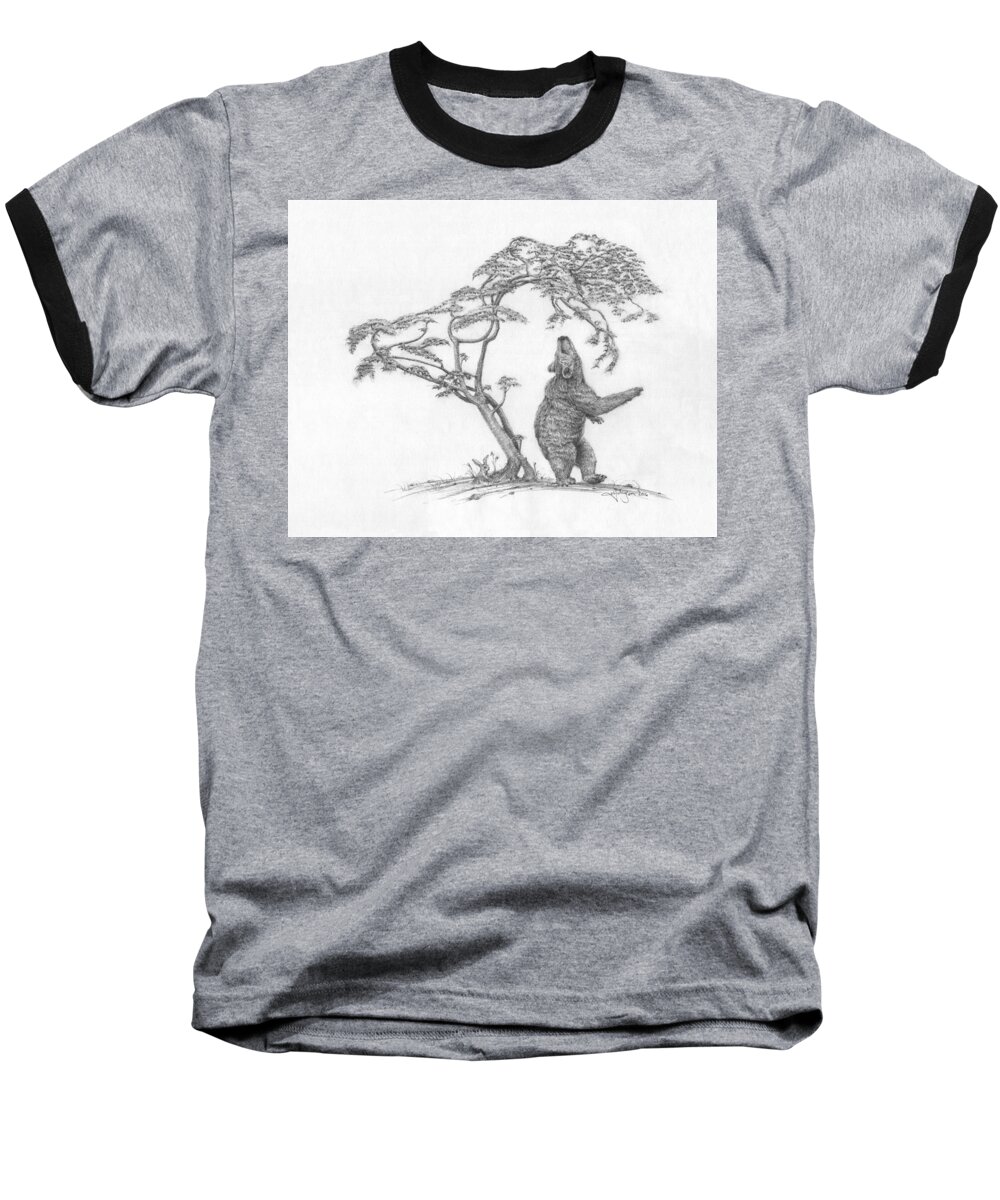 Bear Baseball T-Shirt featuring the drawing Bear Dance by Mark Johnson