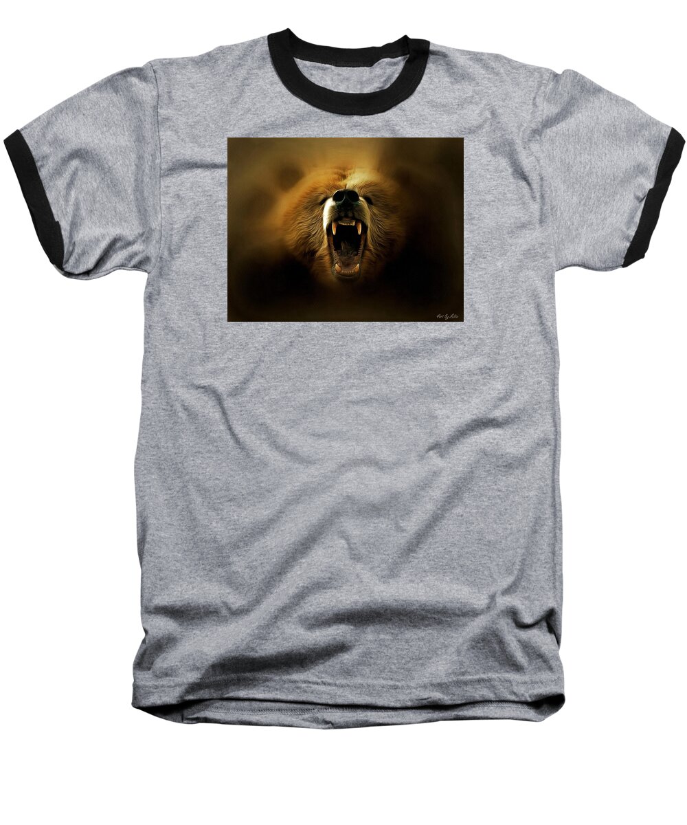 Bear Roar Baseball T-Shirt featuring the digital art Bear Roar by Lilia S