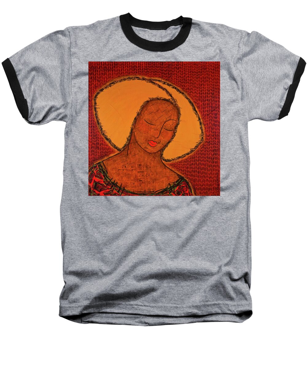 Meditation Baseball T-Shirt featuring the mixed media Beauty of Silence by Gloria Rothrock