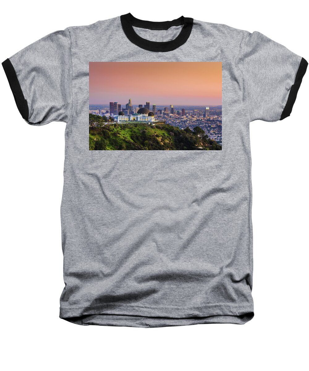Griffith Observatory Baseball T-Shirt featuring the photograph Beauty on the hill by Scott Campbell