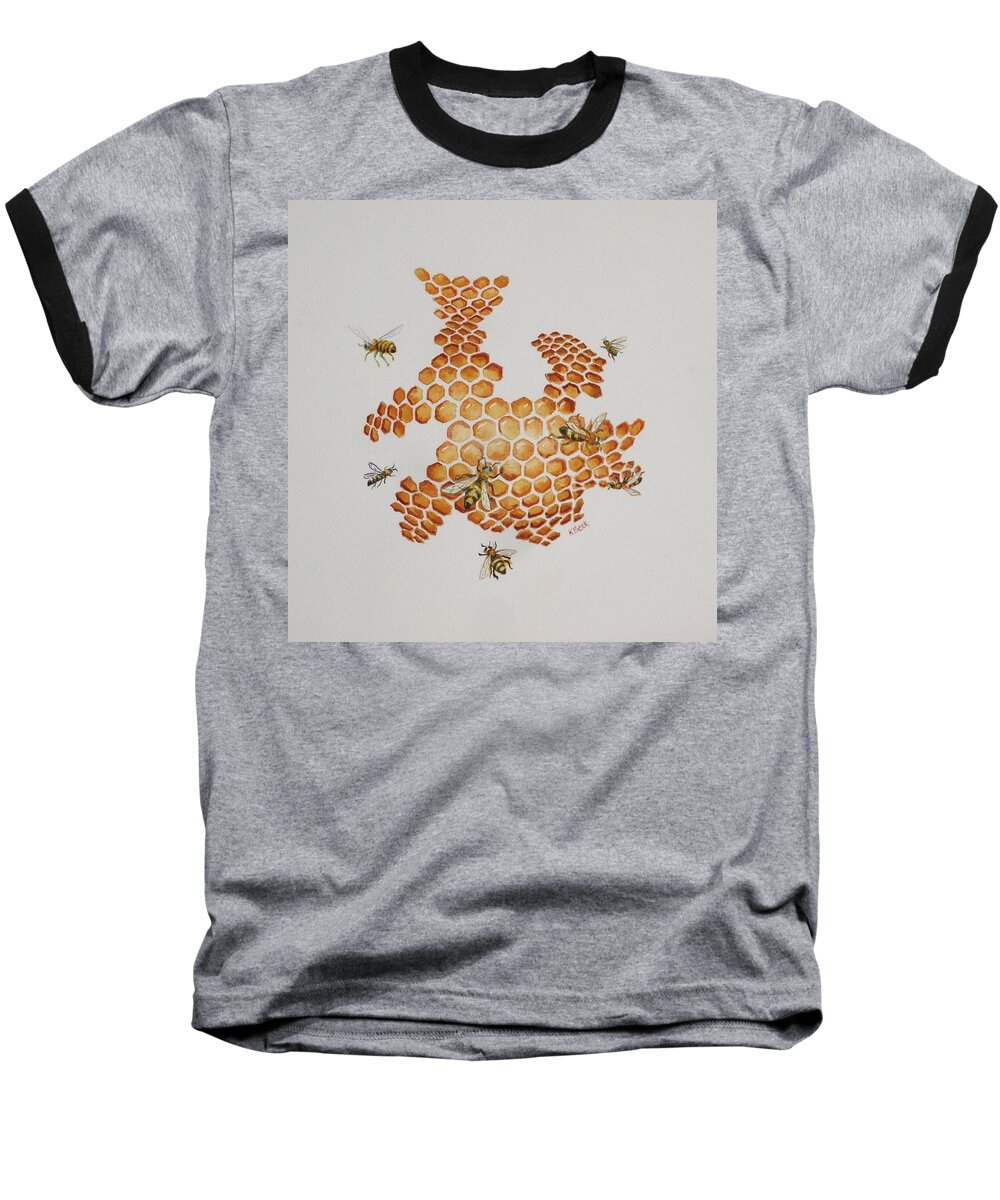 Bee Baseball T-Shirt featuring the painting Bee Hive # 1 by Katherine Young-Beck