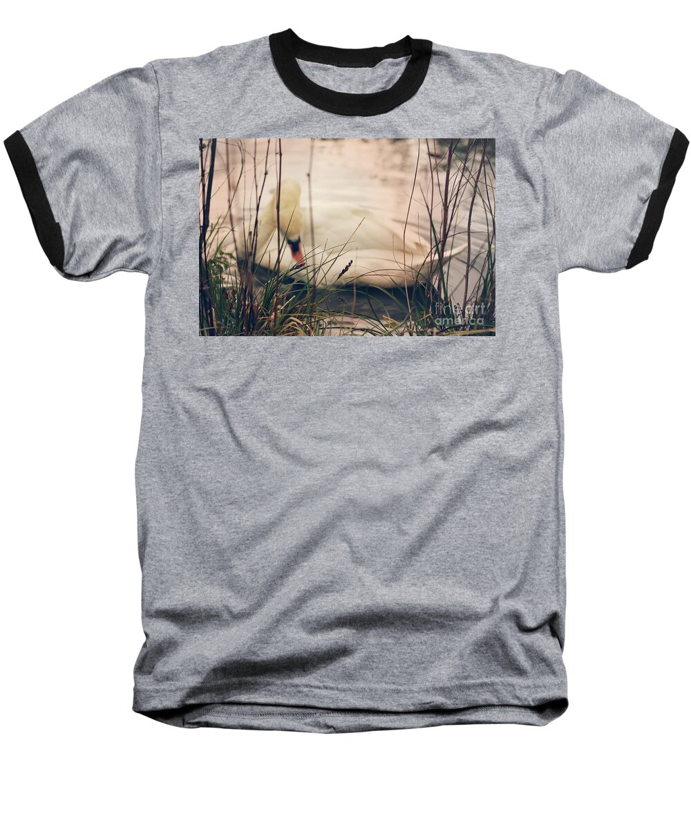 Swan Baseball T-Shirt featuring the photograph Before the Night Falls by Jasna Buncic