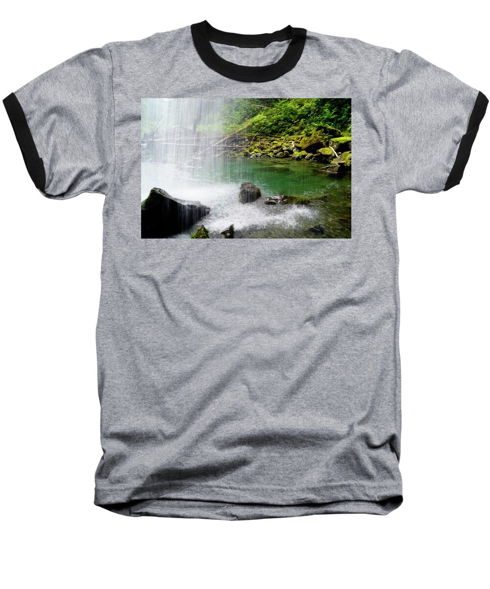 Waterfall Baseball T-Shirt featuring the photograph Behind the Falls by Tim Dussault