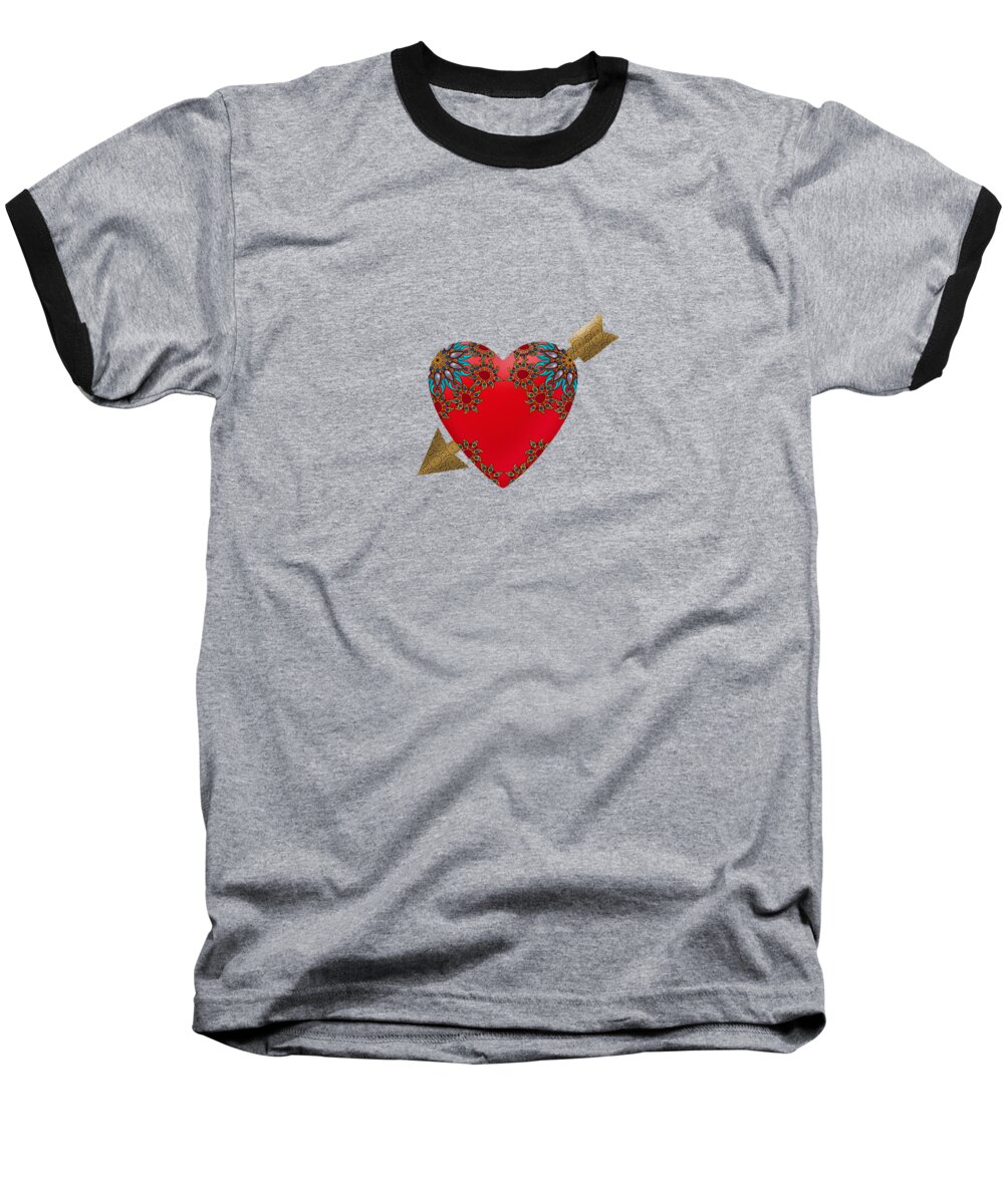 Heart Baseball T-Shirt featuring the digital art Bejewelled Heart by Deborah Runham