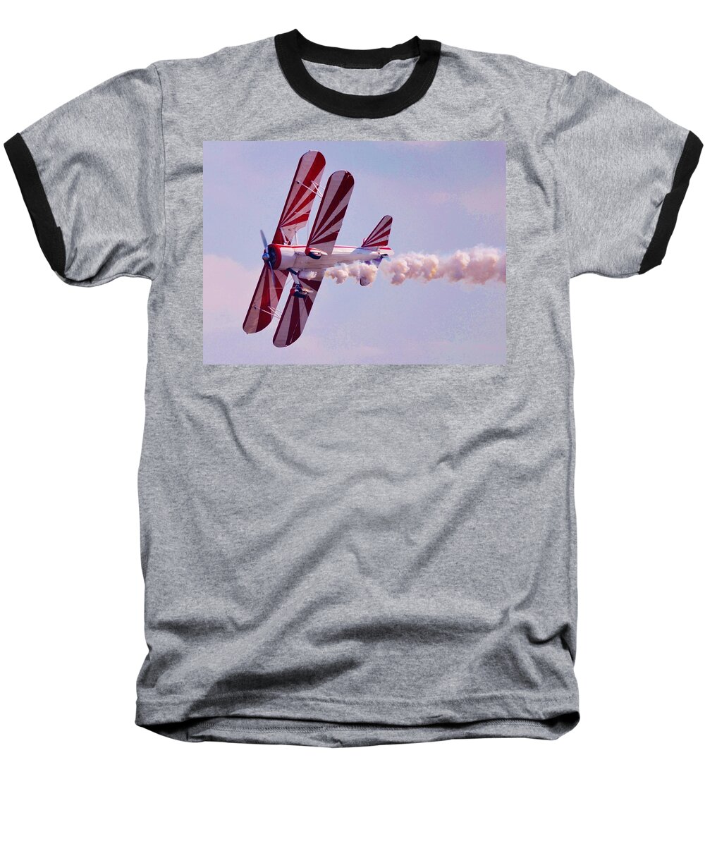 Plane Baseball T-Shirt featuring the photograph Belly of a Biplane by Eileen Brymer