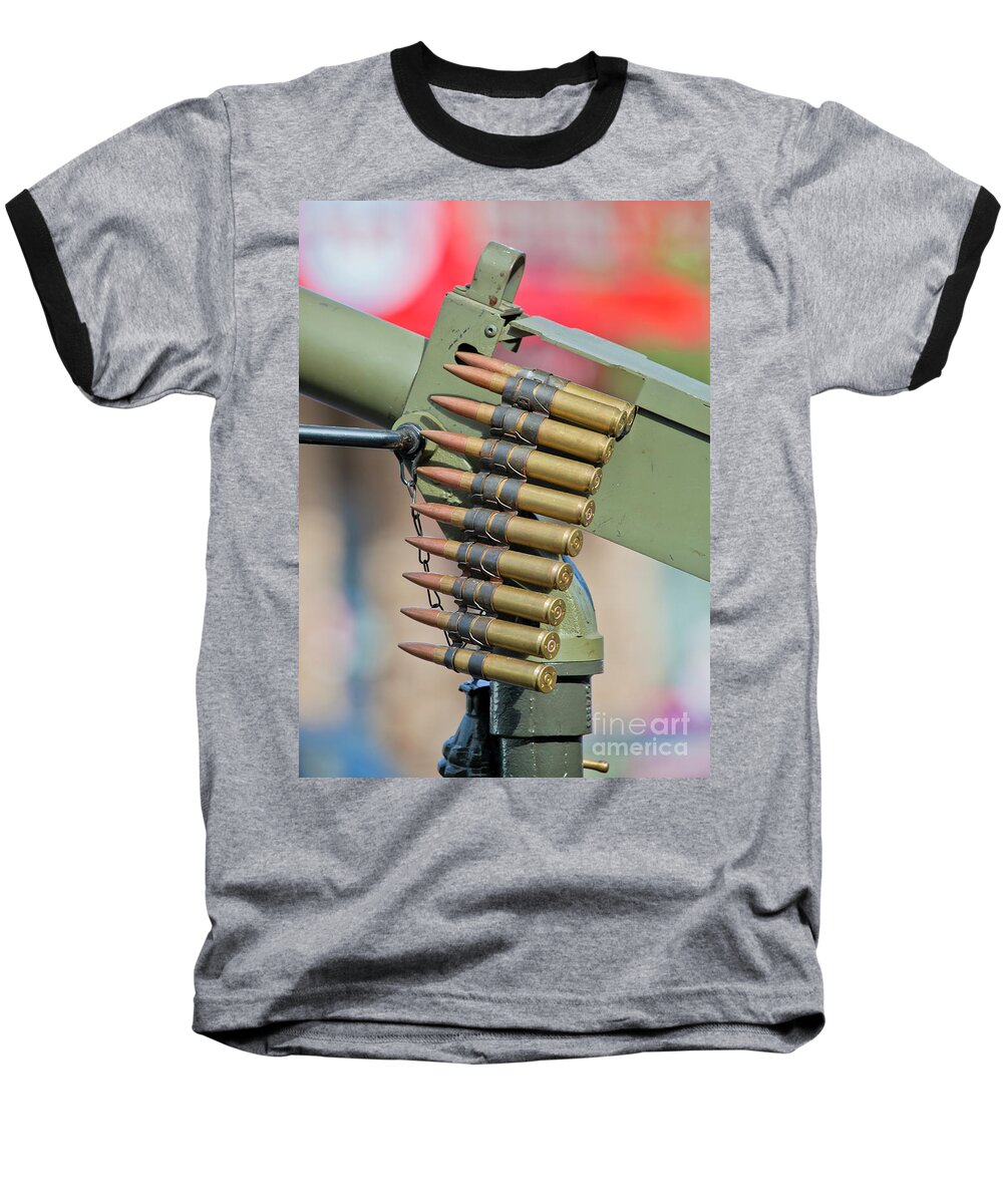 Bullets Baseball T-Shirt featuring the photograph Belt of Rounds by Chris Dutton