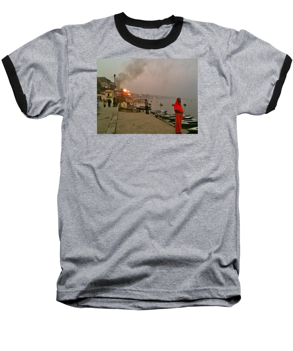 Benares Ganges River Dusk India Baseball T-Shirt featuring the photograph Benares Ganges river at dusk by Matt Mather