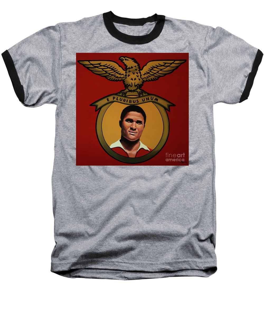 Eusebio Baseball T-Shirt featuring the painting Benfica Lisbon Painting by Paul Meijering