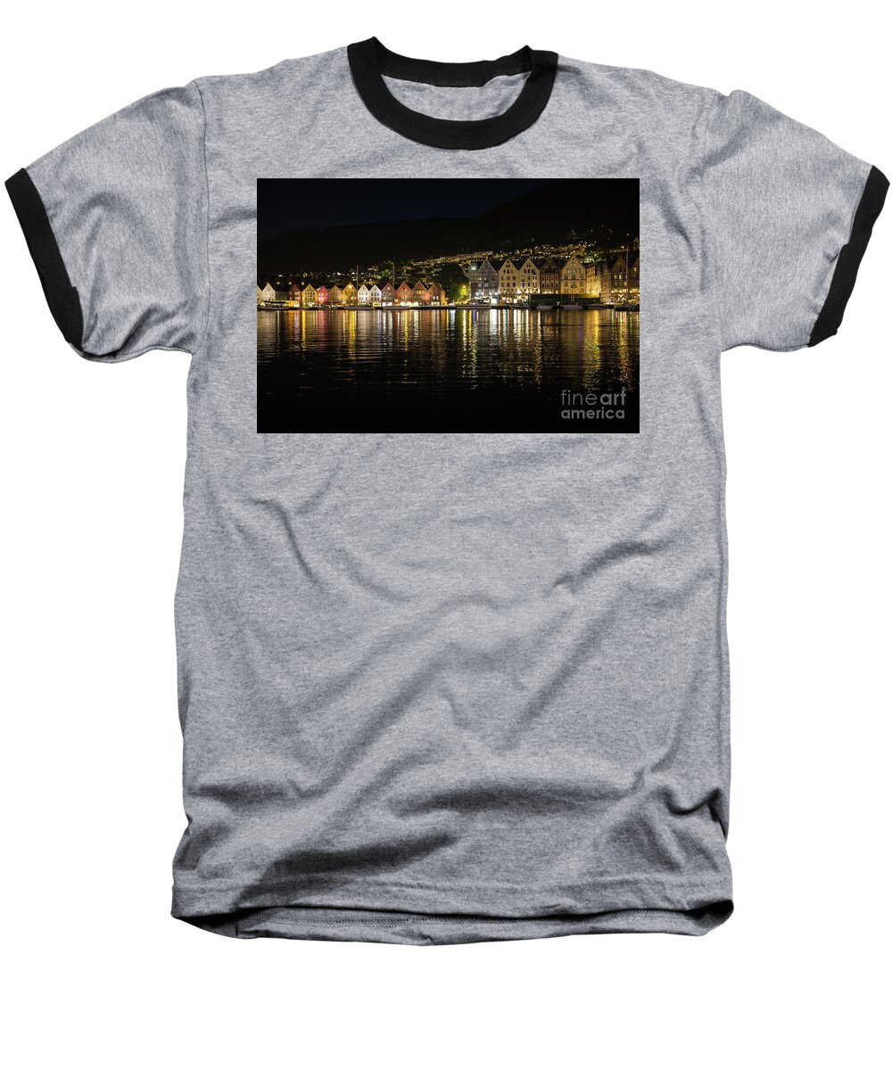 Bergen Baseball T-Shirt featuring the photograph Bergen at Night by Eva Lechner