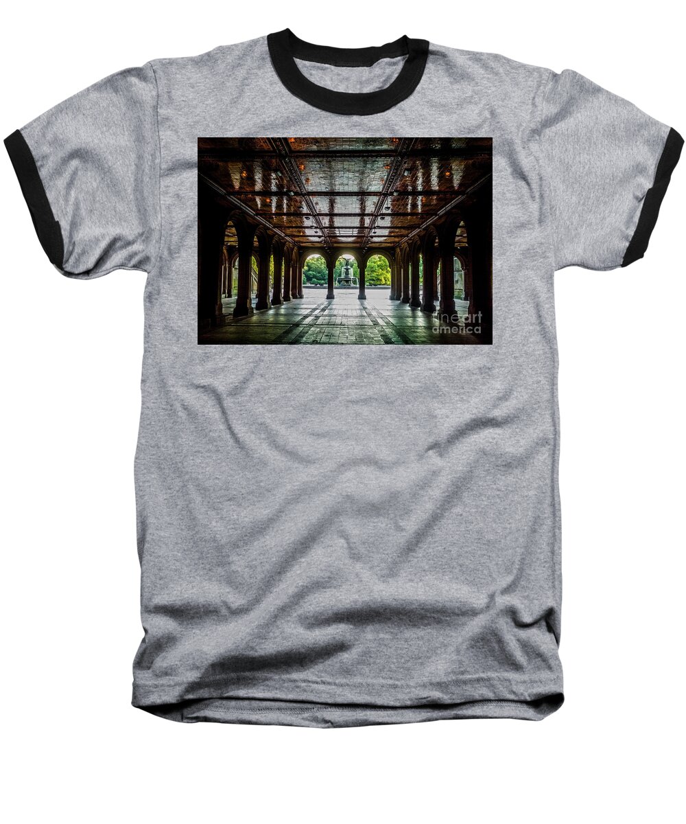 Central Park Baseball T-Shirt featuring the photograph Bethesda Terrace Arcade 2 by James Aiken