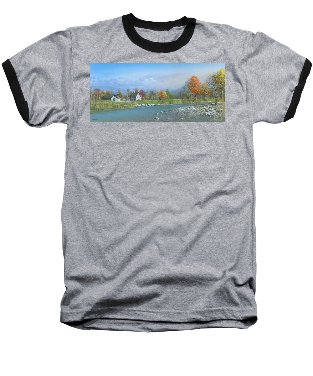 Farm Scene Baseball T-Shirt featuring the painting Better Days by Mike Brown