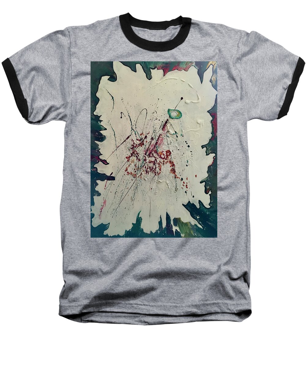 Abstract Expressionism Baseball T-Shirt featuring the painting Beyond the Veil by Carole Johnson