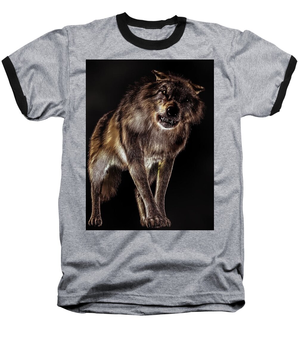 Big Bad Wolf Baseball T-Shirt featuring the digital art Big Bad Wolf by Daniel Eskridge
