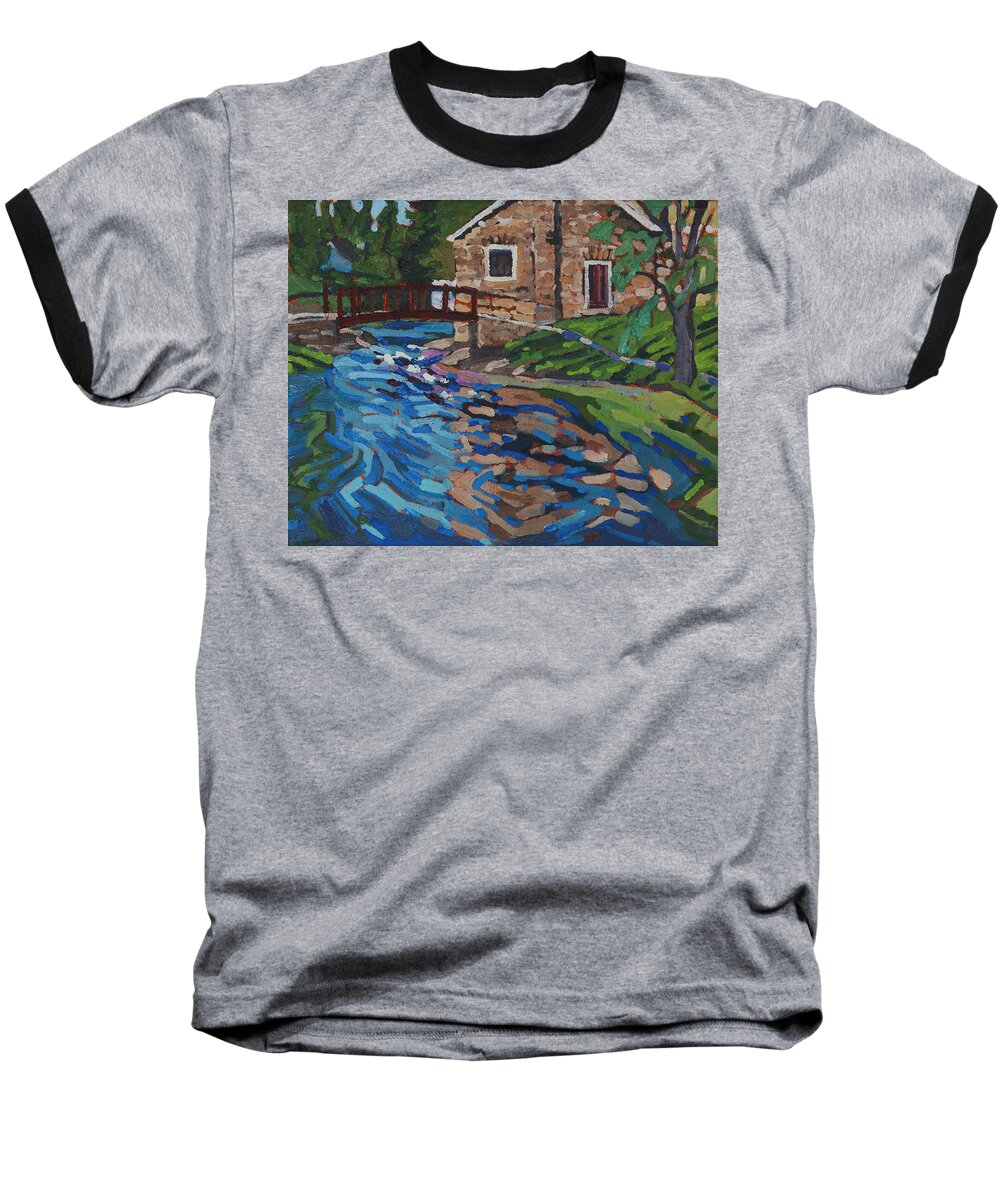 2101 Baseball T-Shirt featuring the painting Big Ben Pond by Phil Chadwick